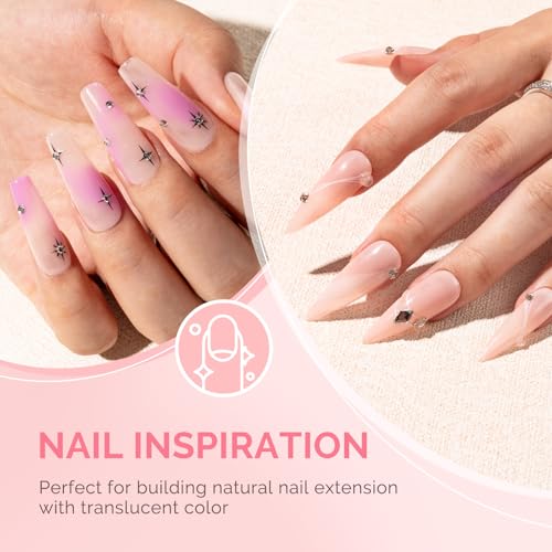 Image of MelodySusie 2PCS 15ML Nude Builder Gel Set for Nails Thickening, Soak Off UV Extension Gel Rhinestone Glue in a Bottle for Nail Art Design Gift for Women DIY Manicure at Home 018+019