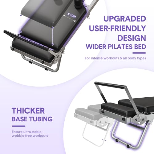 image for GarveeLife Foldable Pilates Reformer Machine for Home Gym, Wider Pilat