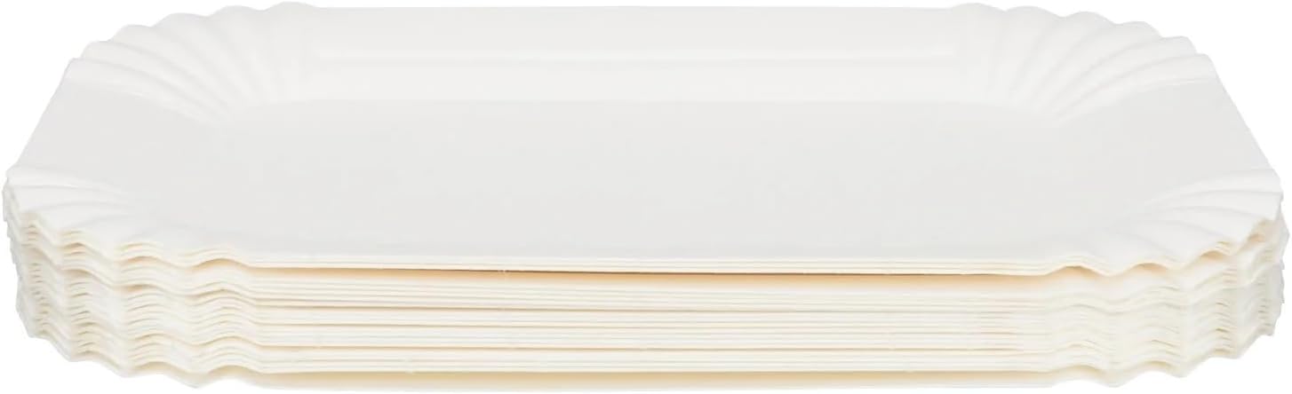 Disposable Paper Plates 100 Pcs Cake Plate Dessert Paper Plates Trays Long Handle Birthday White Serving Home