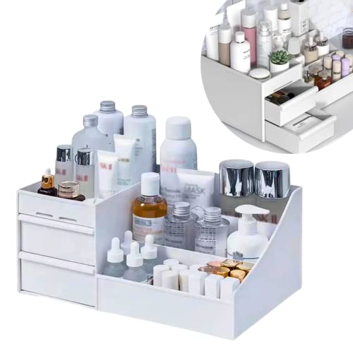 Organizador Maquiagem Escritório Mesa Cosméticos Porta Treco Multiuso Gaveta Caneta (Branco)