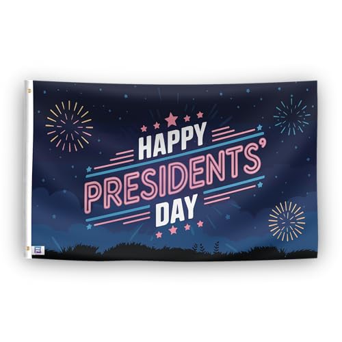 Drapeau de la fête des présidents résistant à la décoloration en tissu polyester renforcé