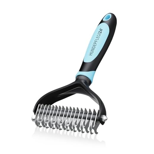 Hundepflege24 Brosse Chien poil long et mi-long - Enlève jusqu'à 90% de poils lâches, Élimine le sous-poil et les nœuds - Brossage facile avec la brosse pour chien et chat à poil long