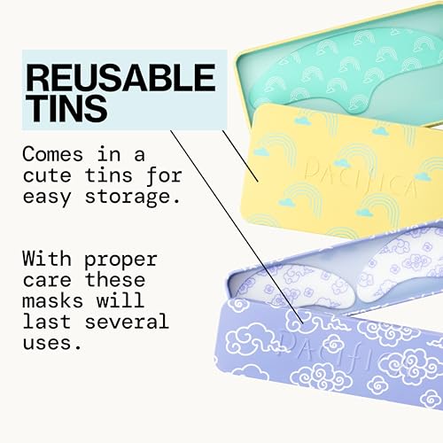 Pacifica Reusable Mask – Under Eye Mask Silicone Face Mask for Fine Lines & Dark Circles, Pair with Serum, Storage Tin Included, Vegan & Cruelty-Free, 2 Pieces