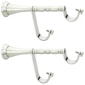 FAST Premium Stainless Steel Chrome Plated Curtain Rod Bracket/Support/Clamp for Double Rod/Curtain Accessories Pack of 2pcs