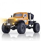EAZYRC FMS Rochobby 1/10 Atlas Ready Set RC Crawler RC Truck 4X4 with Lighting, 2.4GHz Radio,Ball Bearing, Metal-Gear Full,4 Link Suspension,Rapid Separation Car Body for Adult (Yellow)
