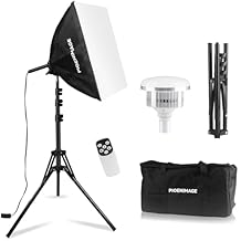 Softbox Lighting Kit, Soft Box Photography Lighting Set with 17in x 17in Softbox, Folding Lighting Tripod, 85W 2700K-6500K LED Bulb, Remote, Studio Lights for Photography, Video Recording