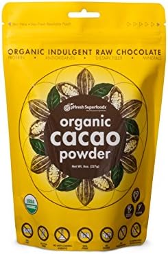 pHresh Superfoods Premium Cacao Powder - Great Taste Unsweetened Healthy Rich Dark Chocolate 226.79g (8oz) - Certified 100% Organic Vegan Keto Gluten Free Non-GMO – Amino Acids Protein Fiber 8oz.