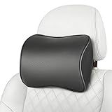 Aukee Car Headrest Pillow Memory Foam Car Neck Pillow with Adjustable Strap Soft Leather Headrest for Driving Home Office Black (1PC)