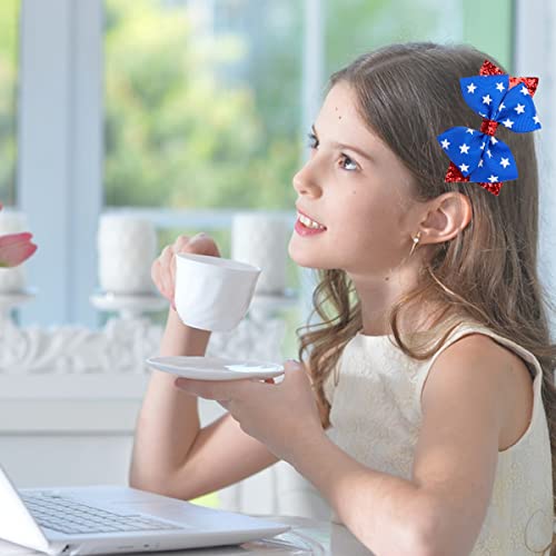 Independence Day Hair Clips For Girls Red Glitters Hair Bows Stars And Stripes Hair Pins Fourth Of July Memorial Day Holiday Hair Accessories For Women Kids Toddler 2Pcs #TOP4