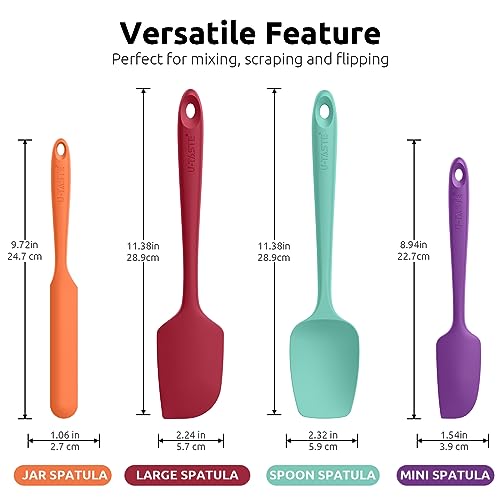 Image of U-Taste Silicone Spatula Set 600F High Heat Resistant, 4-Pcs, Multicolor