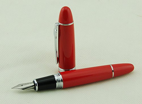 Lanxivi¡¡Jinhao 159 Red Fountain Pen Silver Trim With Pen Pouch #TOP7