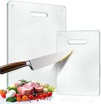 Tempered Glass Cutting Board for Kitchen, 2PCS Clear Chopping Board with Handle (16"x12" & 12"x8"), Scratch Resistant, Heat Resistant, Dishwasher Safe, Non Taxic, Easy to Clean