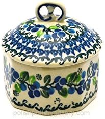 Polish Pottery Trinket Box - Blue Berries