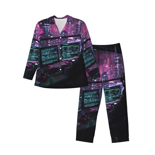 Pyjama confortable homme Hacker Era contre le froid nocturne ensemble 2 pièces