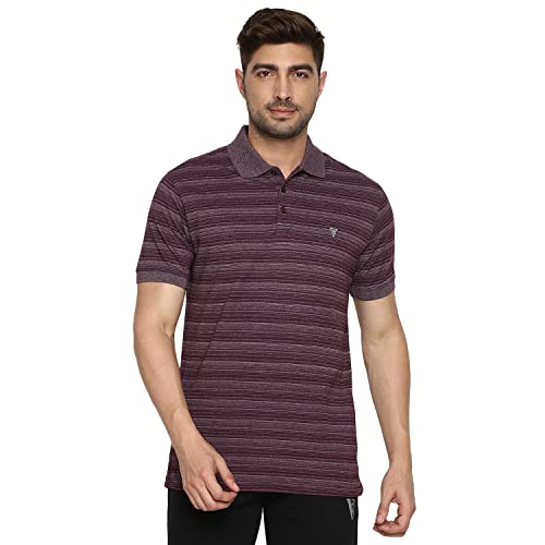 Van Heusen Athleisure Men Polo T-Shirt – Cotton Rich – Ultra Soft, Short Sleeve, Heathered_60043_Crushed Berry_L