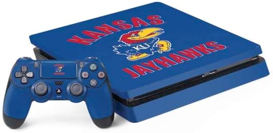 Skinit Decal Gaming Skin Compatible with PS4 Slim Bundle - Officially Licensed University of Kansas Collegiate Text Design