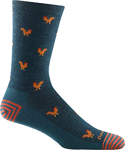 Darn Tough Men's Strut Crew Lightweight - Medium Teal Casual Chicken Merino Wool Socks Cover