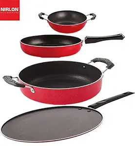 Nirlon Non-Toxic Oil Free Non Stick Cookware Essential Gift Set of 4 Pieces with Bakelite Handle (FP11_KD10_ST12_CS24)