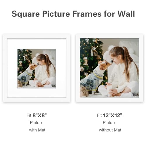 Image of Golden State Art, Smartphone Instagram Frame Collection, 12x12-inch Square Photo Wood Frames with Photo Mat & Real Glass for 8x8-inch Pictures, White by Golden State Art