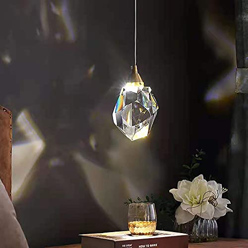 Naoeoon Moderne Kristall Kronleuchter,LED Diamant Einlicht Pendelleuchte für Schlafzimmer, Küche, Eingangsbereich (weißes Licht) Cover