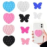 10 Stück Silikon-Handyhalter, Universeller Handy KIleber Rückseite Saugnapf, 5 Herz- und 5 Schmetterlings-Motive, Handyhalterung Saugnapf für Selfies & Videoaufnahmen, Wände & Glas (5 Farben/Design)