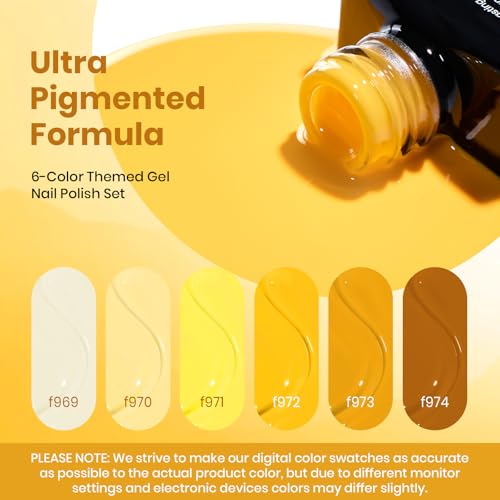 Image of Beetles Yellow Gel Polish Set - Lemon Whisper Collecion, Butter Pastel Light Bright Yellow Gel Polish Set Fall Colors UV LED Soak Off Nail for Manicure