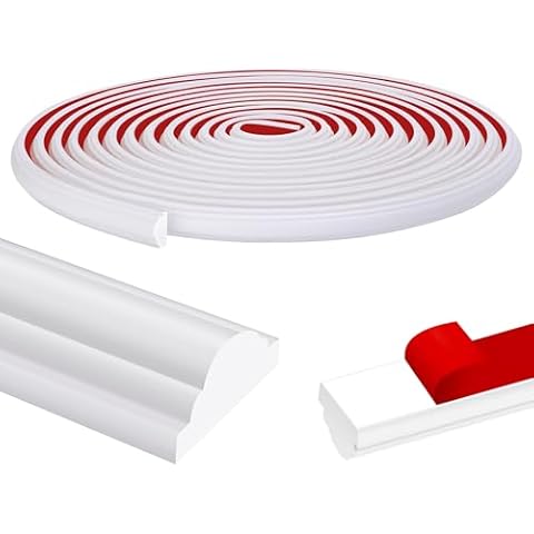 moonoom 30 Ft 3D Crown Molding Stick, Self-Adhesive Wall and Tile Molding Trim, Flexible Wall Panel Trim Strip for Wall Window Mirror Cabinet Frame and Home DIY Decoration Cover