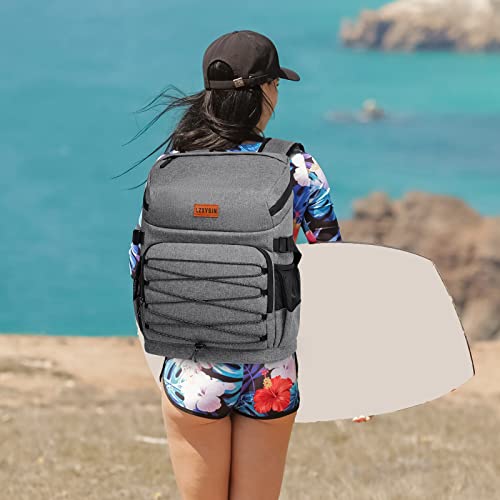Backpack Cooler For Women, Small Soft Side Beach Back Pack Coolers 25 Cans Waterproof Cooler Backpack Insulated Leak-Proof For Hiking Kayaking Picnic (Gray) #TOP6