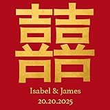 Double Happiness Thank You Party Favor Label Stickers for Mini Champagne, Mini Wine, for any events, waterproof sold in sets of 12