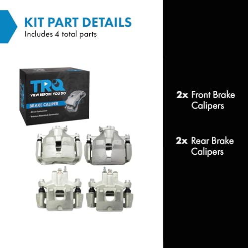 Image of TRQ Front and Rear Brake Caliper Set Zinc Coated Brackets Compatible with 2002-2006 Toyota Camry