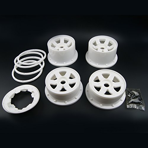 Xmax Racing White Front and Rear Wheel and Beadlock Rim for 1/5 HPI ROVAN KM Baja 5B SS