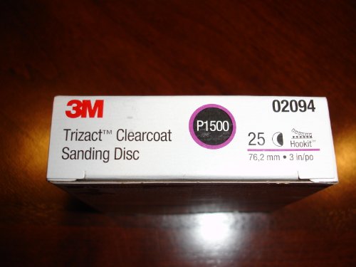 3M Trizact Hookit Clear Coat Sanding Abrasive Disc 471LA, 02094, 3 in, P1500, 25 discs per carton