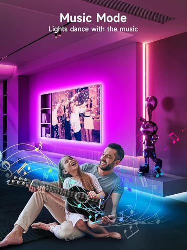 GIPOYENT LED Lights for TV, 18FT TV LED Backlight, for 40-75 Inch TV, Music Sync TV LED Light with Bluetooth Function - RGB Color Changing Light Strip for Bedroom (18ft)