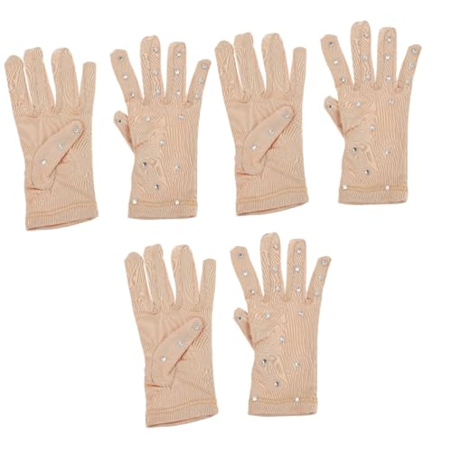 Sosoport 3pairs Elegant Rhinestone Figure Skating Performance Gloves Breathable Thermal -Skid Design for Dance Weddings and Special Occasions Stylish Skating Gloves for Women