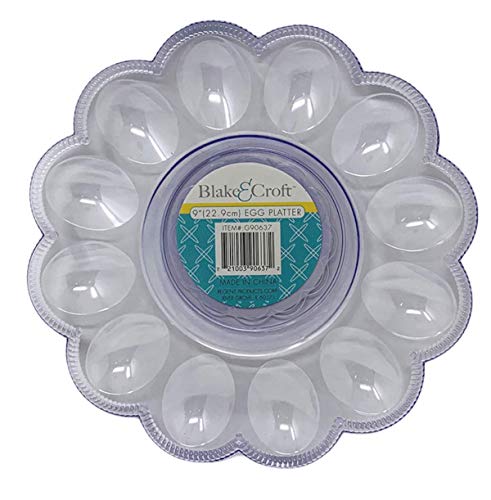 Blake & Croft Crystal Cut Plastic Deviled Egg Platter, 9-Inch (Blue)