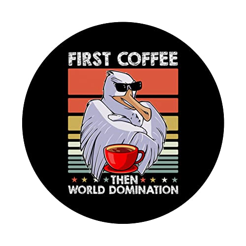 Retro Sea Gull Sunglasses Coffee - Seabird Vintage Seagull PopSockets Swappable PopGrip, Black - Image 3