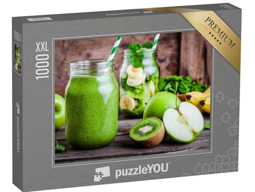 Puzzle 1000 Teile XXL „Vitaminbombe: Grüner Smoothie im Glas“ – aus der Puzzle-Kollektion Obst, Essen und Trinken