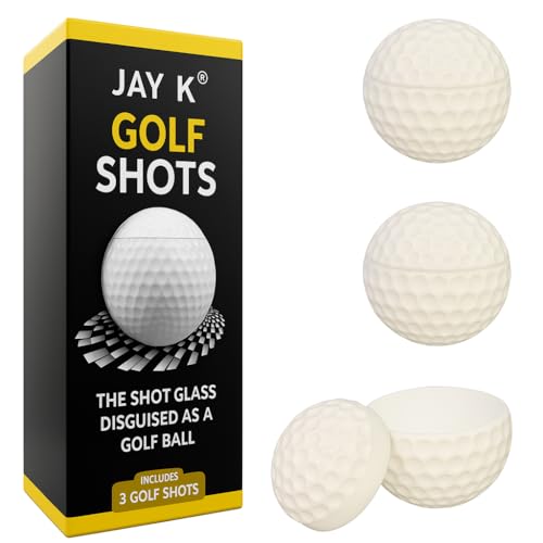 JAY K Lot de 3 verres à shot en forme de balle de golf pour les parties de golf, les fêtes, les événements, les amateurs de golf, idée de cadeau pour les vols