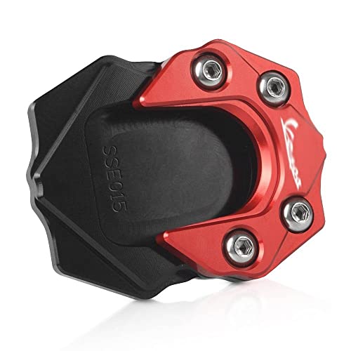 ASDFHUIOX Moto Kickstand Plaque d'extension Pied côté Pied Tampon Agrandir Pad/Fit pour Piaggio Vespa GTS GTV 250 300 2013-2017 2018 2019 2020 (Color : Black Red) Cover
