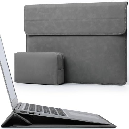 HYZUO 15-16 Zoll Laptoptasche Hülle mit Ständer, Dunkelgrau