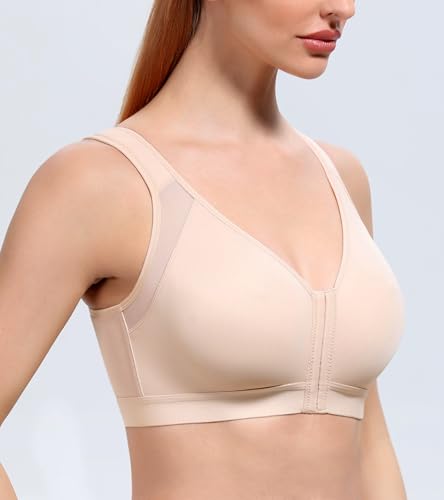 Haci Women'S Front Closure Posture Bra Full Coverage Back Support Wireless Comfy Unpadded thumb #4