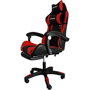 Fashcolle Office Chair, Gaming Chair, Massage Gaming Chair, Ergonomic Gamer Chair with Footrest, Headrest, Massage Lumbar Cushion, Padded Gaming Chair, Gaming Chairs Rotating Sesse (Red)