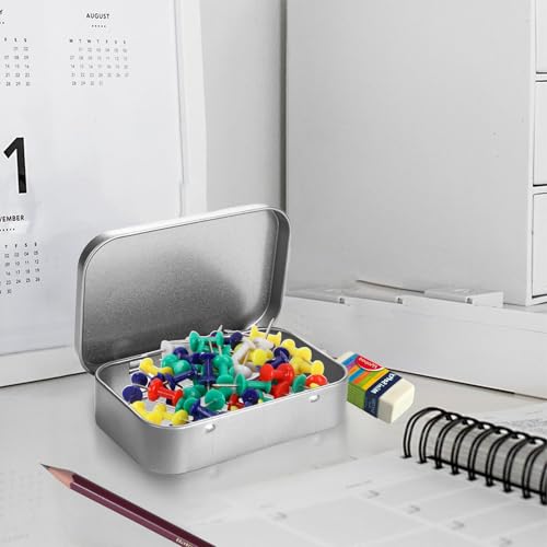 4 Stücke Metalldöschen Klein, Silber Metalldosen Blechdosen mit Deckel,Rechteckig Rostfrei Minibox Aufbewahrungsbox für Münzen, Süßigkeiten, Schlüsseletc,Kleinen Gegenständen(9.5 x 6.0 x 2.2cm)