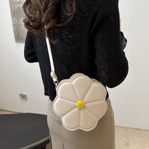 Trendy Flower Shaped PU Leather Crossbody Bag with Adjustable Strap Shoulder Purse Satchel for Women and Girls3