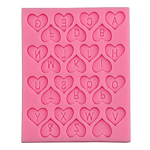 Molde de letra em forma de coração, molde de silicone antiaderente em forma de coração, molde de sil