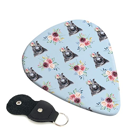 ギターピック 6枚セット 0.46mm 0.71mm 0.96mm エレキギター ベース用ピック ウクレレ ギター ABS素材 エレクトリック アコースティック 弦楽器 初心者 トライアングル ピック( カバと花 )