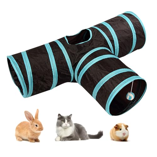 RongQiLBB Tunnel Per Gatti, Tunnel Tubo Animali 2 Vie / 3 Vie Pieghevole Tunnels Toy Conigli e Cani Per Uso Interni ed Esterni, Cuccioli, Gatti, Conigli Giocattolo (3 Voies)