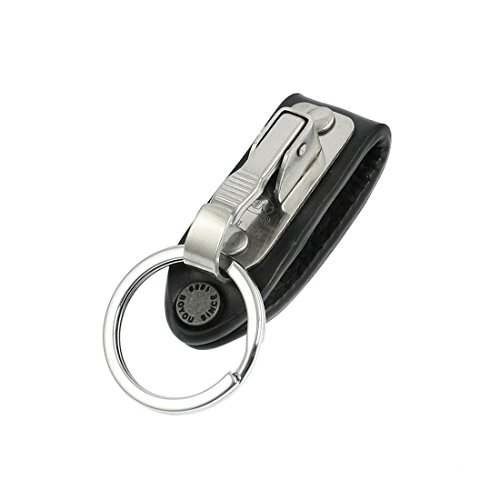 Stainless Steel Keyring Design Faux Leather Belt Loop Key Chain