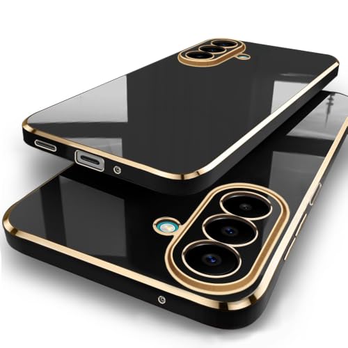 TheGiftKart Luxurious Golden-Plated Back Cover Case for Samsung Galaxy M47 5G | Raised Lips for Camera & Screen Protection | ShockProof Design | Stylish Back Cover Case for Samsung M47 5G (TPU, Black)