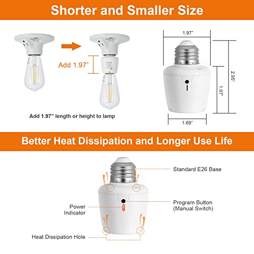 Suraielec Remote Control Light Bulb Socket, Wall Mount Switch, E26 E27 Lamp Socket, No Wiring, 100Ft Range, Wireless Light Switch For Lamps, Pull Chain Light Fixture, Pull String (Shorter Version) #TOP2